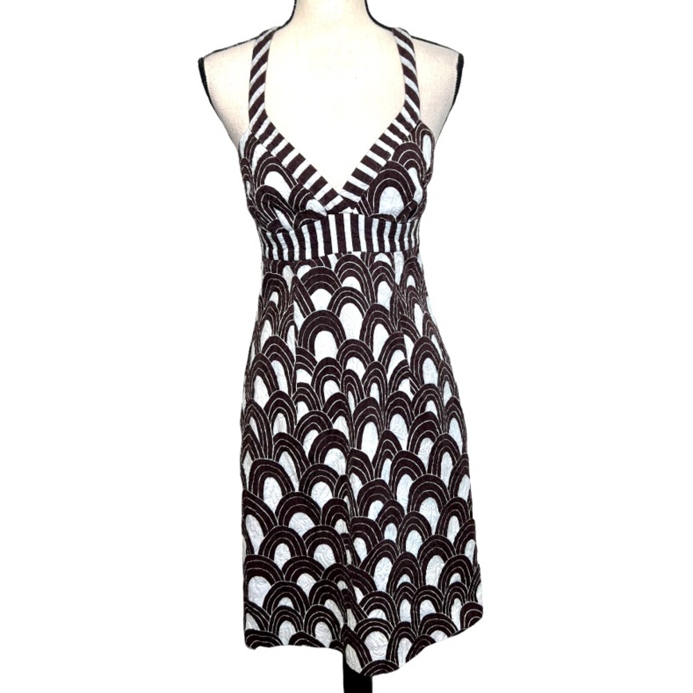 TRINA TURK Vintage Brown and White Patter Dress.